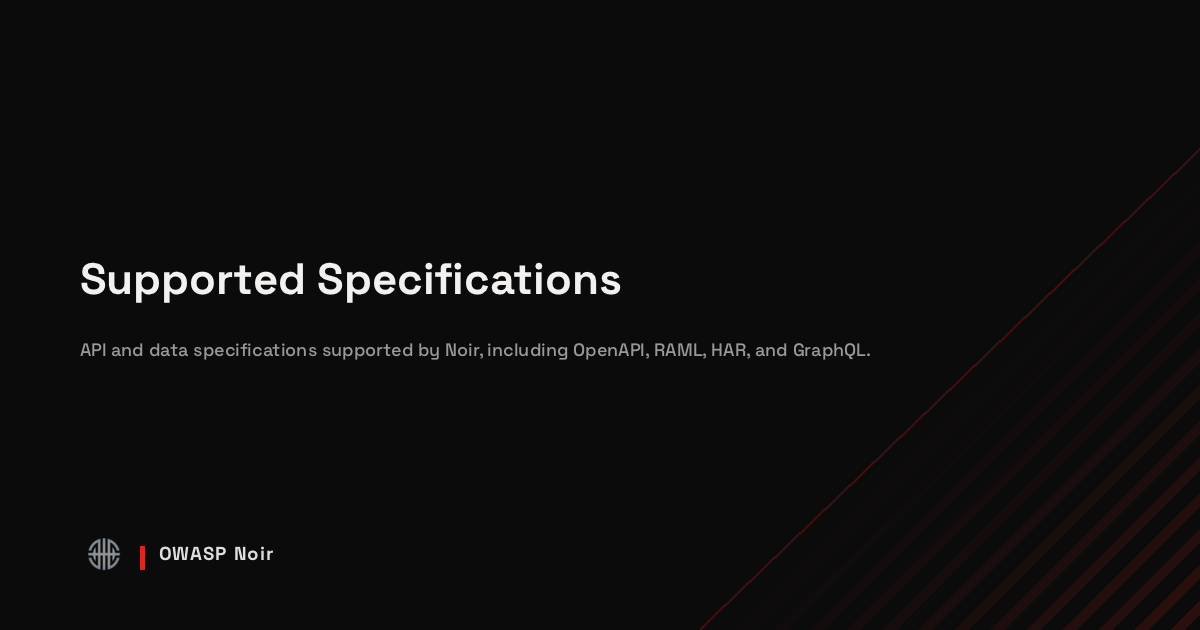Supported Specifications - OWASP Noir