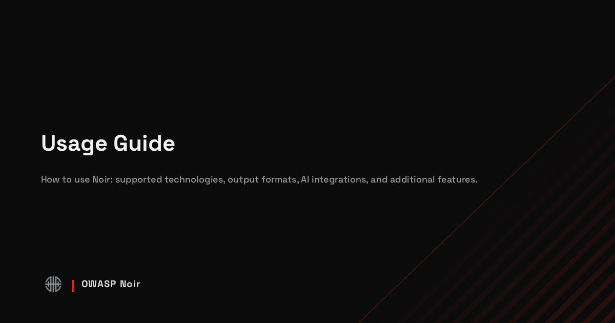 Usage Guide - OWASP Noir